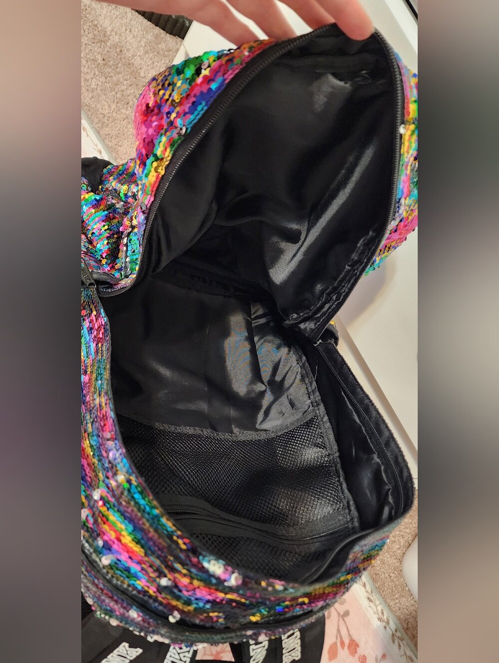 Victoria's Secret Rainbow Sequin Backpack Bag - Picture 6 of 7